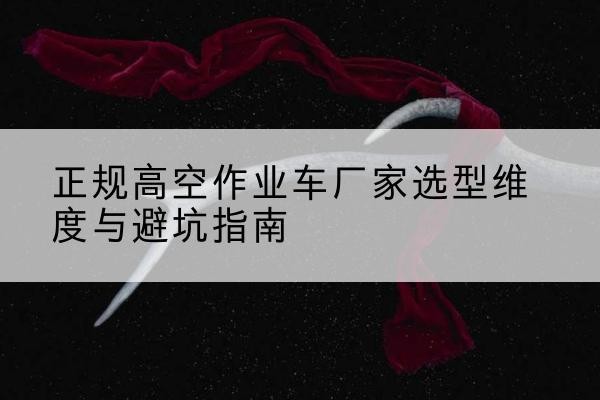微山高空作业车厂家-正规选型维度与避坑指南
